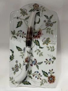 Andrea By Sadek Buckingham Flowers Floral Porcelain Art Cheeseboard Bread Tray - Picture 1 of 4