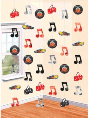 经典摇滚 20 世纪 50 年代悬挂弦装饰 20 世纪 60 年代派对用品 6 件 — 第 1/3 张图片