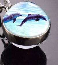 Halskette mit 3D Bild in Glaskugel Schmuck Anhänger Biene Katze Delphin Fuchs