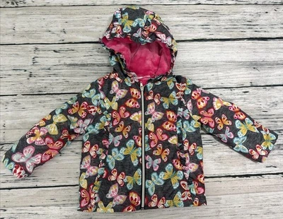 Chaqueta Penelope Mack LTD Niñas Línea Polar Estampado Mariposa Con Capucha Volantes Talla 2T Foto 1 de 4