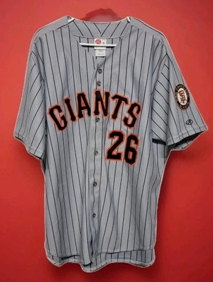 Vintage 90’s Rawlings MLB San Francisco Giants Black Gray Pinstripe Jersey #26 - Image 1 of 4