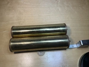 2er SET VINTAGE STANDUHREN GEWICHTE MIT MESSINGSCHALEN & EINSÄTZEN 10,5" - Bild 1 von 7