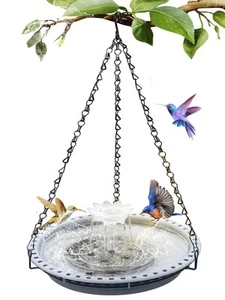 Hanging Solar Bird Bath Fountain,Hanging Bird Bath for Outdoor,Solar Powered ... - Picture 1 of 7