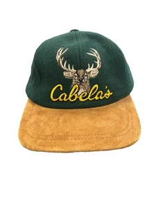 Cabela’s Wool Cap Hat Deer Logo NEW Strapback Green Tan Hunting Fishing Camping - Picture 1 of 8