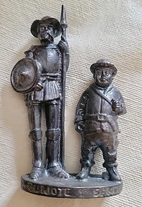 Figurina vintage anni 90 Don Chisciotte e Sancho Panza in peltro alta 2,5" - Foto 1 di 10