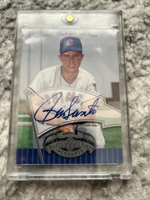 2005 UD Past Time Pennants Silver Ron Santo On Card Autograph HOF SP Cubs - Image 1 of 3