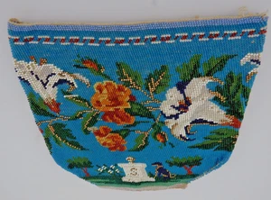 Historismus Beutel beidseitig komplett mit Glasperlenstickerei um 1900 (130823) - Bild 1 von 3