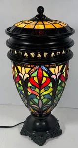 Buntglas Fackel Akzent Lampe Floral Säule Design Vintage Stil Jugendstil - Bild 1 von 18