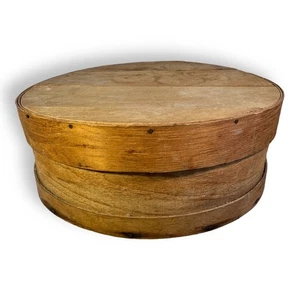 Antique Large Round Wooden Cheese Box Vintage Country Farmhouse Kitchen Decor - Picture 1 of 9