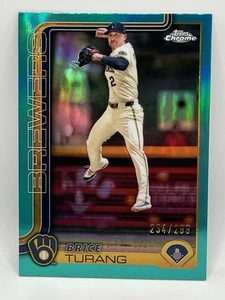 Brice Turang 2025 Topps Chrome Teal /299 Refractor Base Set #109 Brewers - Picture 1 of 2