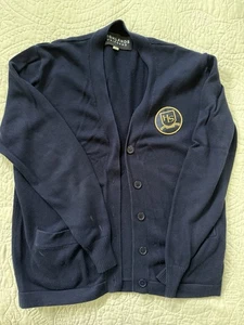 Highlands Latin School Navy Crewneck Cardigan with HLS Crest - Picture 1 of 4