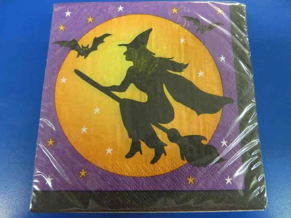 House Fright Haunted Witch Bat Carnival Halloween Party Paper Beverage Napkins - Image 1 of 1