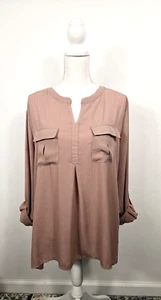 STUDIO WORKS Dusty Rose XL Blouse w/Sliver Pin Stripes 3/4 /Long Sleeve Pullover - Picture 1 of 10
