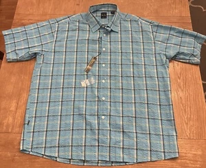 Ancien seersucker boutonné manches courtes doré Karl Kani taille XXL bleu à carreaux neuf avec étiquette - Photo 1/5