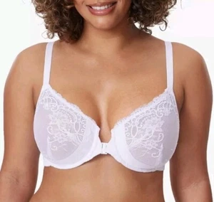 DELIMIRA Women's Front Closure Lace Sheer Bras Plus Size Full Coverage 38E NWT - Picture 1 of 3