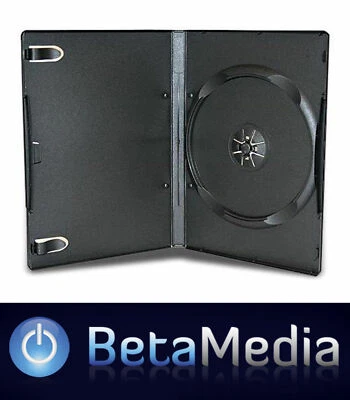 100 x Single Black 14mm Quality CD / DVD Cover Cases - Standard Size DVD case  - image 1 of 3