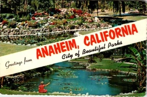 Chrome Continental Banner Postcard Anaheim California CA City of Beautiful Parks - Picture 1 of 2