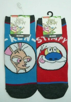 Nickelodeon Ren & Stimpy 2 Pairs Women No Show Socks Ankle 90s Nostalgia Cartoon - Image 1 of 3