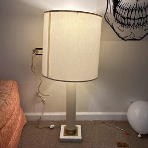 VTG Bronze Heavy Berger Italian Marble Crystal Column Table Lamp RARE - Picture 1 of 11