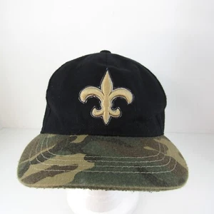 Fleur De Lis Embroidered Logo Men's Black and Camo Adjustable Snapback Cap Hat - Picture 1 of 7