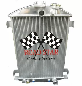 HOTROD CHEV STYLE ALUMINIUM 4 ROW (70MM) RADIATOR WITH POLISHED TANKS (41A-4) - Picture 1 of 6