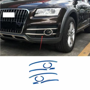 Fit For Audi Q5 2017 Blue Titanium Exterior Front Fog Light Lamp Strip Trim 8PCS - Picture 1 of 3