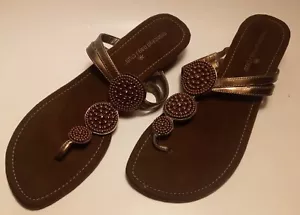 MONTEGO BAY CLUB Brown Flip Flop Thongs Flat T-Strap Sandals Shoes Womens Size 9 - Picture 1 of 6