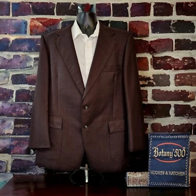 Botany 500 Blazer Sport Coat Mens 46R Solid Brown HL Vintage - Image 1 of 4