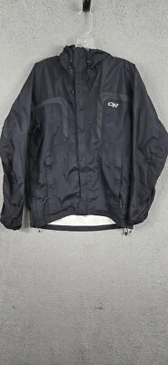 OR Outdoor Research 雨风夹克男式 S 黑色尼龙全拉链通风远足 — 第 1/4 张图片