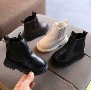 Girls Boys Infant Ankle Boots Kids Slip On School Shoes Chelsea Boots Zip Bootie - Picture 1 of 15