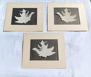 3) Vintage Black Silhouette Cutting Paper "Witch" Halloween Scherenschnitte - Picture 1 of 7