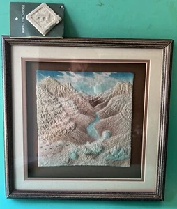 80s Figi Graphic Hand Cast Paper Art Wess Signed Southwest Monument Valley Adobe - Picture 1 of 4
