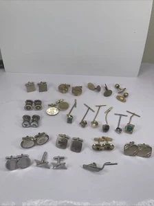 Men’s Jewelry Lot: Cufflinks, & Tie Clips Vintage Assorted Brands Tones & Styles - Picture 1 of 13