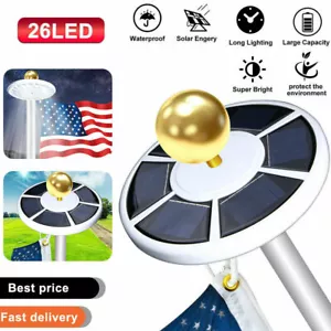 Solar Powered Flag Pole Light 26 LED Auto Active Super Bright Outdoor Waterproof - Picture 1 of 12