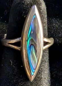 Vintage Navajo Paua Muschel Ring Sterlingsilber ovales Design Größe 6,5 - Bild 1 von 5