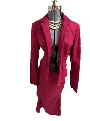 NUEVO $380 Traje Falda Anne Klein Talla 10 Conjunto de Dos Piezas Lana Suave Mohair Bolsillos Foto 1 de 4