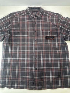 Camisa Harley Davidson Racing Para Hombres XL Abotonada Manga Corta Bordada A Cuadros - Imagen 1 de 7
