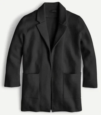 Blazer J Crew Suéter Feminino Grande Preto Sophie Frente Aberta Malha Patch Bolso - Imagem 1 de 4