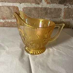 Marigold Carnival Glass Creamer/Small Pitcher EUC Vintage Retro Cottage Core - Picture 1 of 6