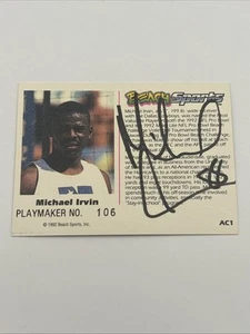 1992 Beach Sports Autographs Michael Irvin #AC1 Dallas Cowboys Auto Card - Picture 1 of 3