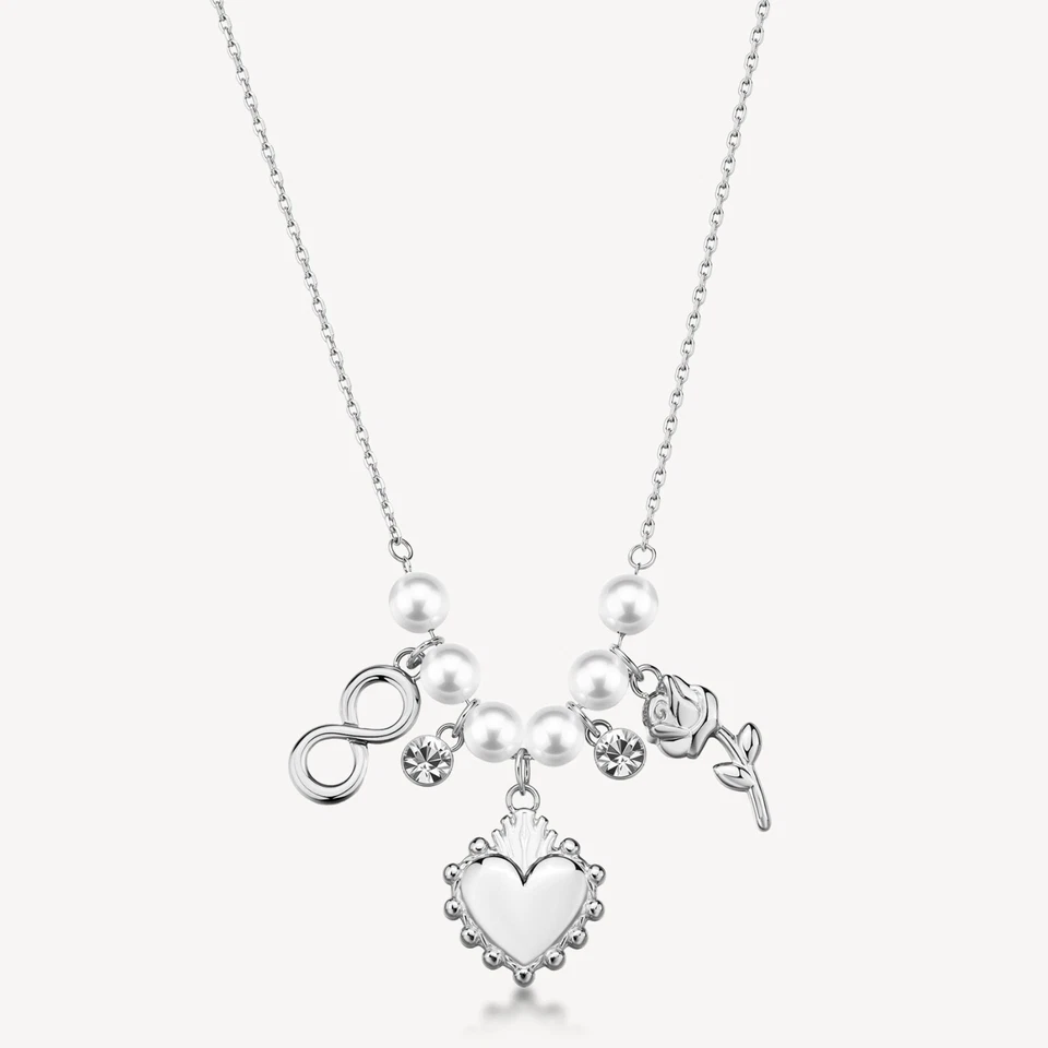 BROSWAY CHAKRA COLLANA DA DONNA IN ACCIAIO CON CUORE E ROSA BHKN183 (4824)