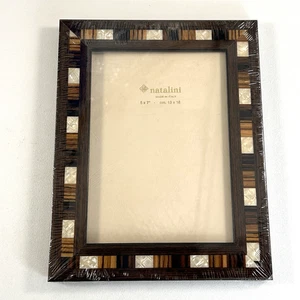 NATALINI Mira Wood Inlay Picture Frame Made in Italy -Holds 5"x7" Photo NIP - Picture 1 of 8