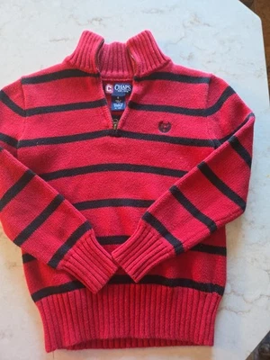  Chaps Boys Holiday 1/4 Zip Pullover Sweater Black/Red Stripes Size 6 - Image 1 of 3
