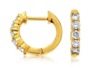 9mm Diamond Hoop Earrings – 14K Yellow Gold (0.50 CTW) - Picture 1 of 1