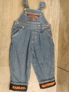 Vintage Harley Davidson Toddler Denim Overalls 2T With Back Pockets - Picture 1 of 6
