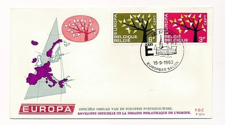 D90021 Europa CEPT 1962 Tree FDC Belgium - Image 1 of 1