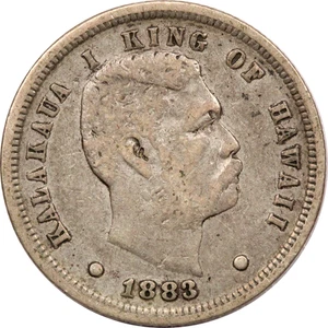 1883 Kingdom of Hawaii Silver Dime 10C, Very Fine VF - Picture 1 of 2