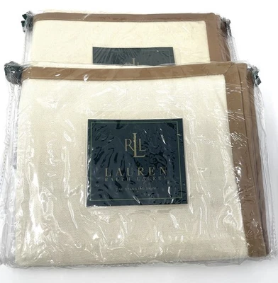 2 fundas de almohada estándar Ralph Lauren 52nd STREET de cuero y lona crema NUEVO Foto 1 de 4