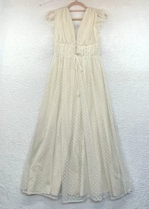 Lulus Dress Womens XS Cream White Swiss Dot Mesh Maxi Gown Party Flutter Sleeve - Picture 1 of 10