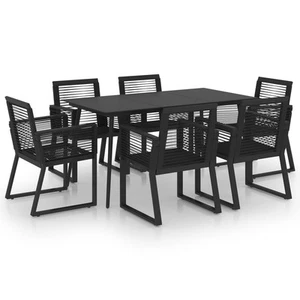 Outdoor Dining Set PVC Rattan Black Table Multi Sizes 3/5/7/9 Piece vidaXL - Picture 1 of 8